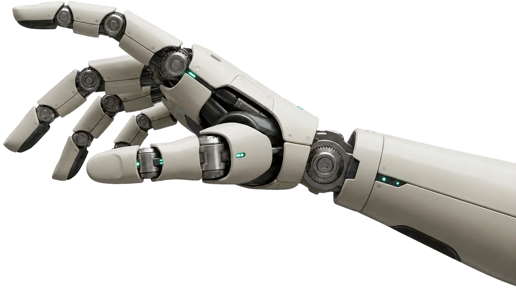 A robotic hand reaching toward a person